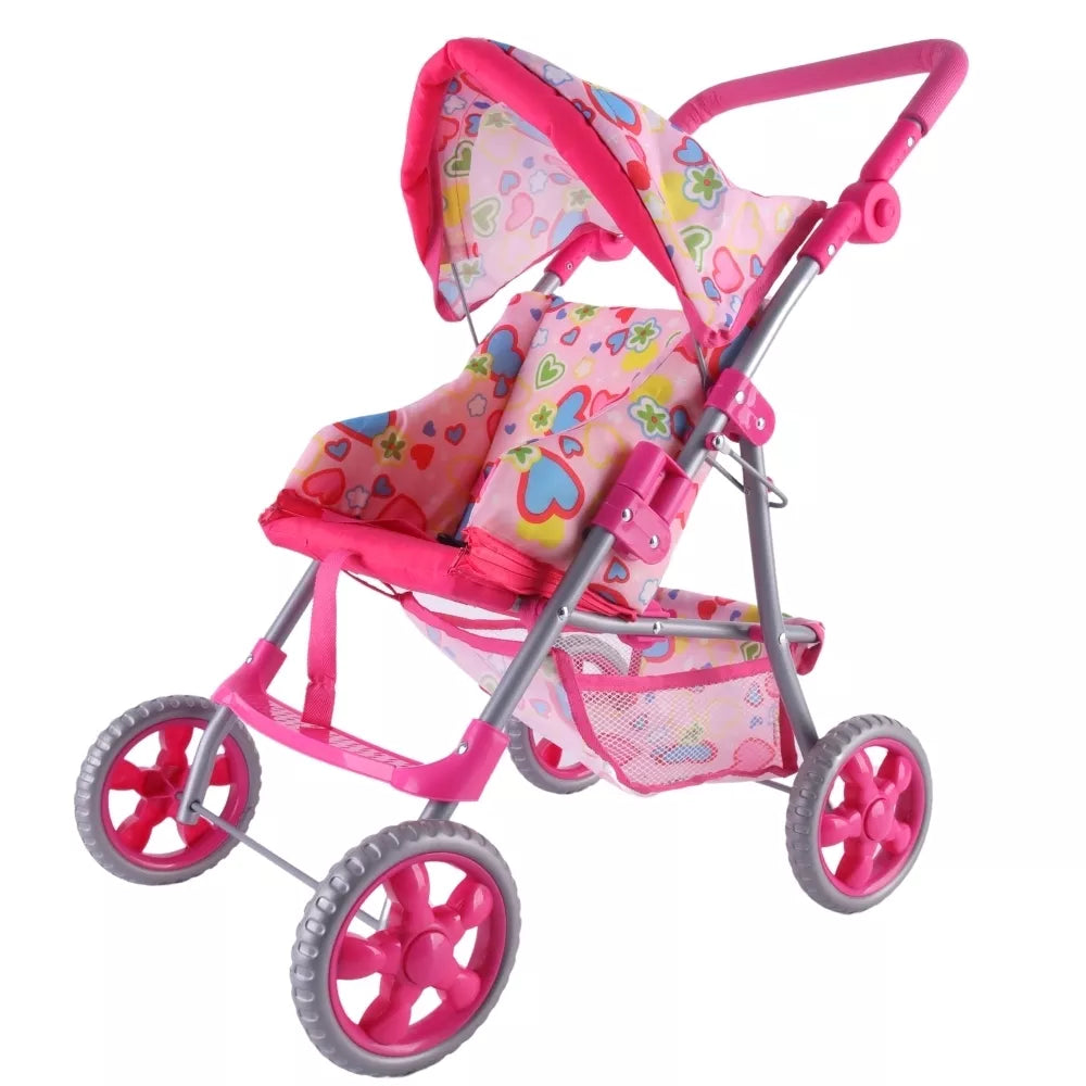 WOOPIE ROYAL lėlių vežimėlis su spalvingomis širdelėmis